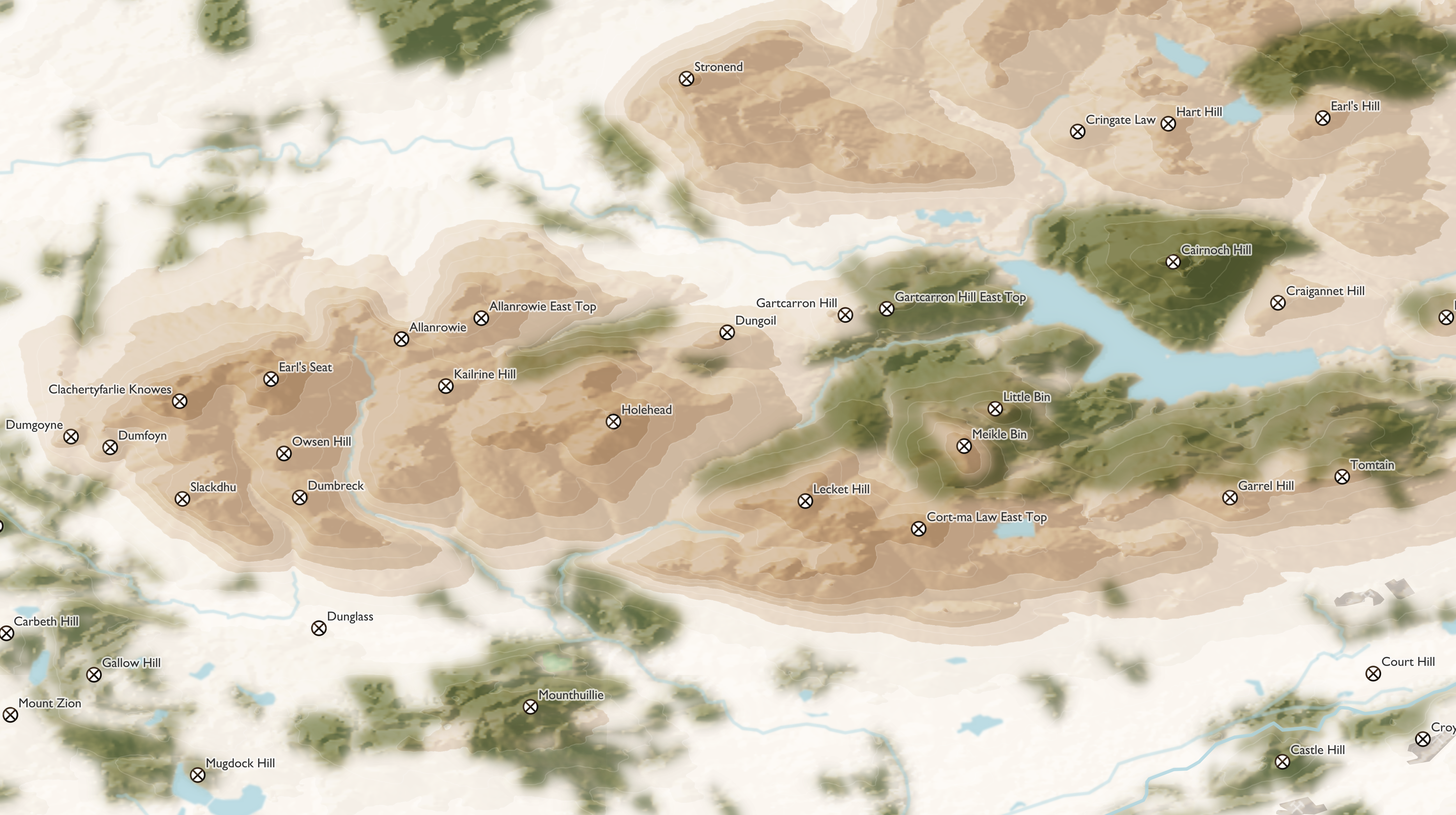 A map of the Campsie Fells